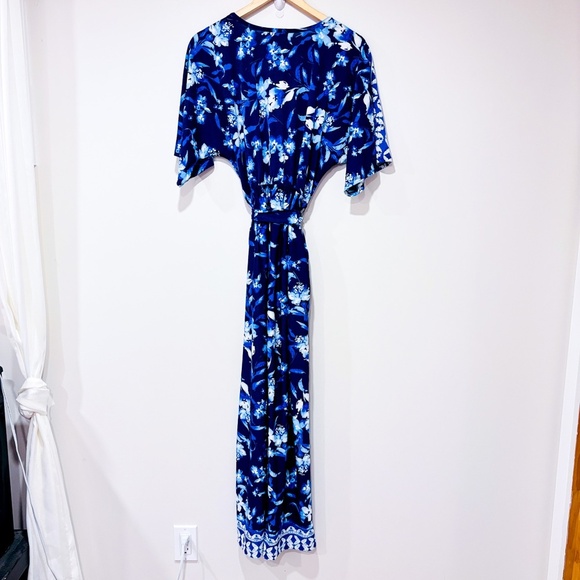 VENUS | Blue floral wrap jumpsuit | Wide leg boho style | Small * - Picture 8 of 8